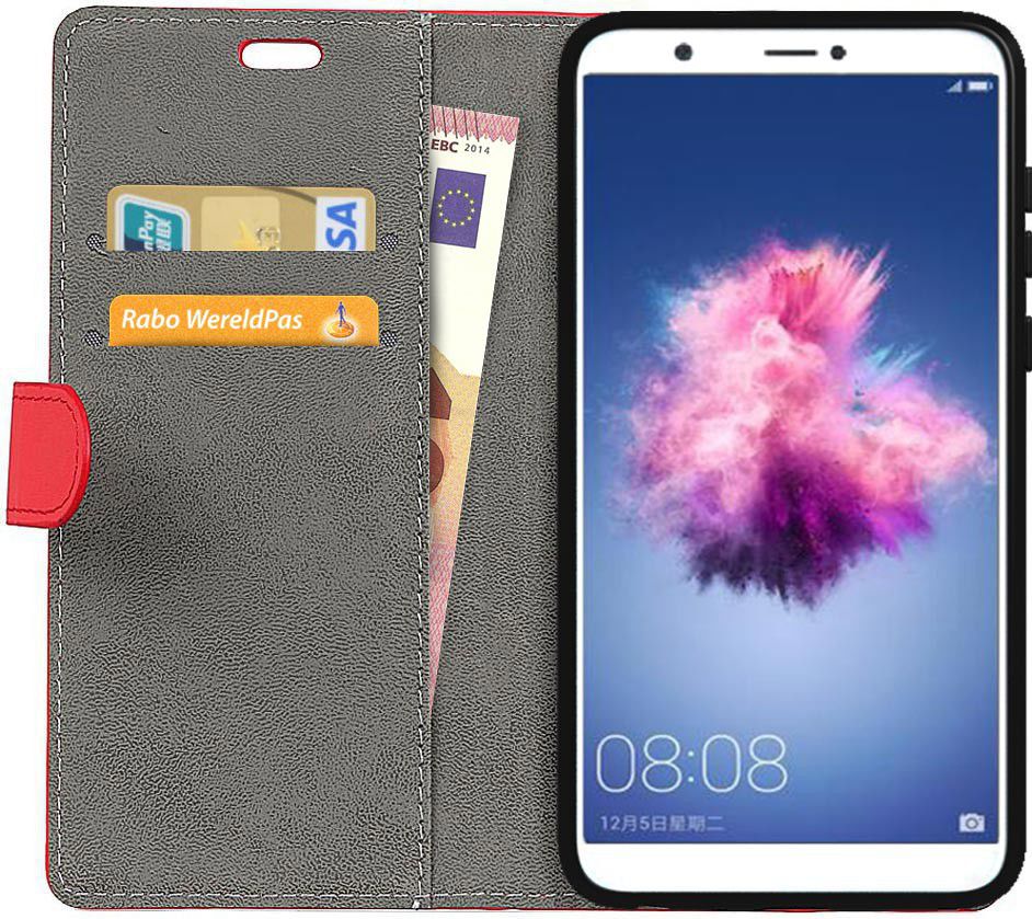 Huawei P Smart Hoesje met Kaarthouder Rood afbeelding 2