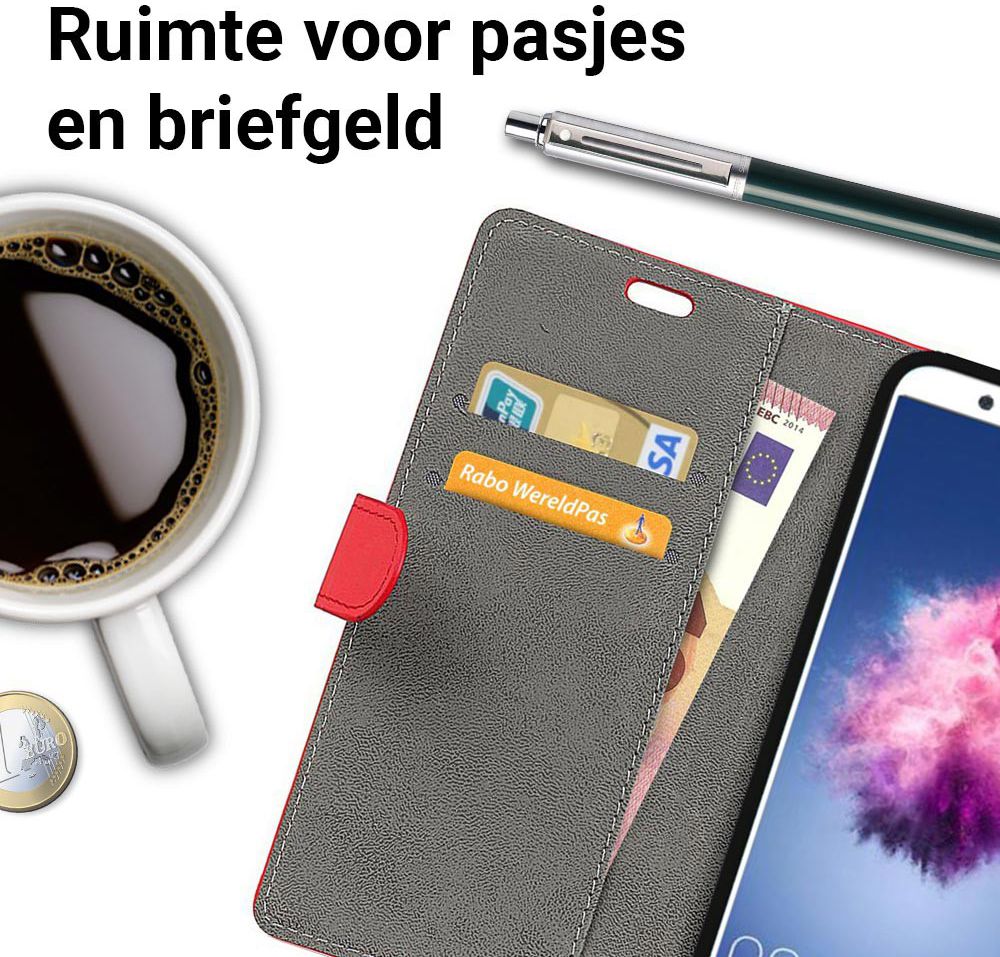 Huawei P Smart Hoesje met Kaarthouder Rood afbeelding 6