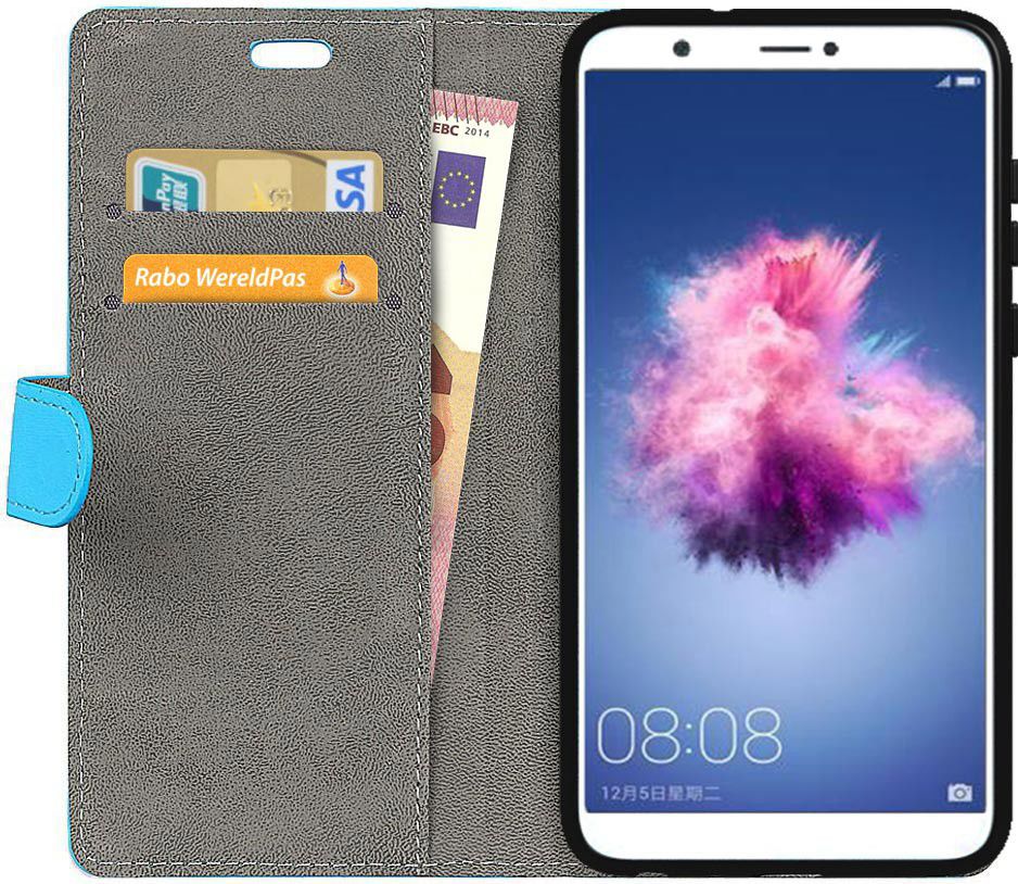 Huawei P Smart Hoesje met Kaarthouder Blauw afbeelding 2