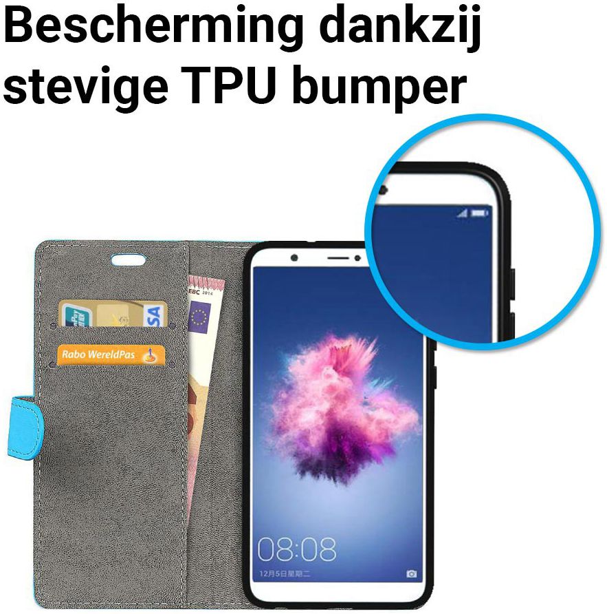 Huawei P Smart Hoesje met Kaarthouder Blauw afbeelding 4