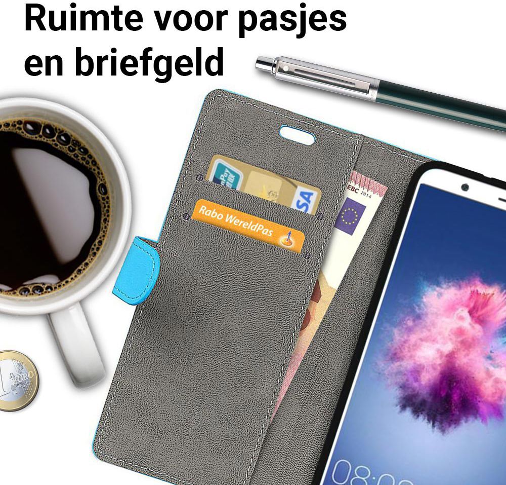 Huawei P Smart Hoesje met Kaarthouder Blauw afbeelding 5