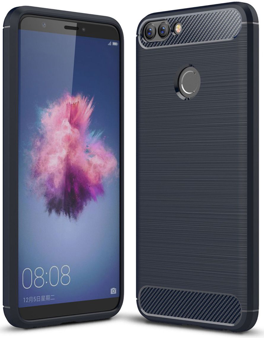 Huawei P Smart Geborsteld TPU Hoesje Blauw afbeelding 1