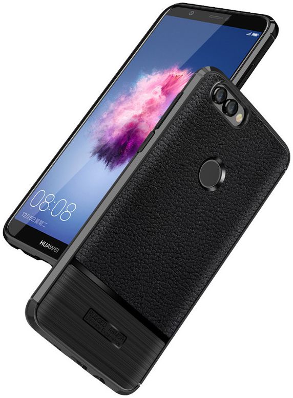 Huawei P Smart Rugged Armor Brushed TPU Hoesje Zwart afbeelding 2