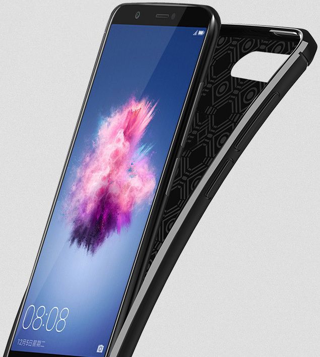 Huawei P Smart Rugged Armor Brushed TPU Hoesje Zwart afbeelding 3
