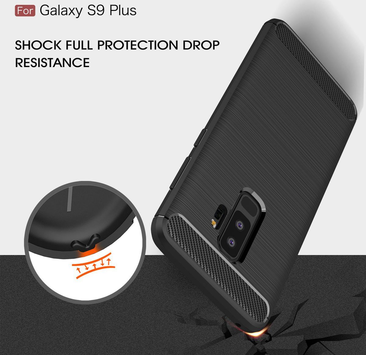 Samsung Galaxy S9 Plus Geborsteld TPU Hoesje Zwart afbeelding 4