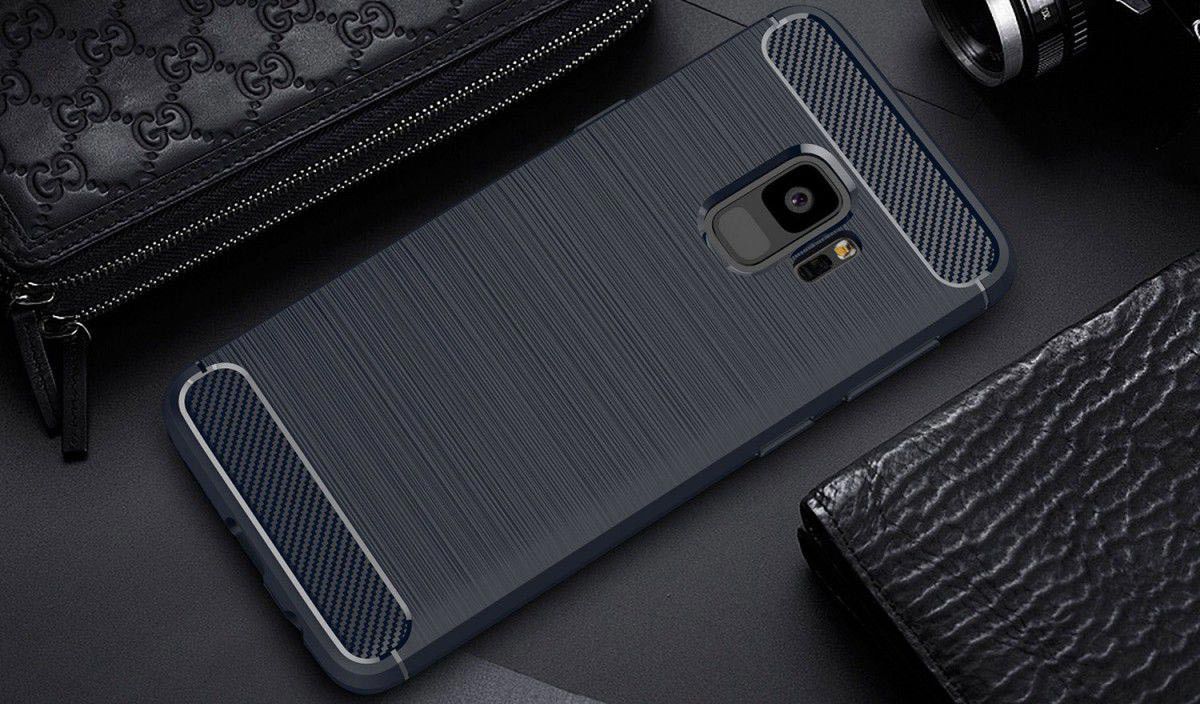Samsung Galaxy S9 Geborsteld TPU Hoesje Blauw afbeelding 2