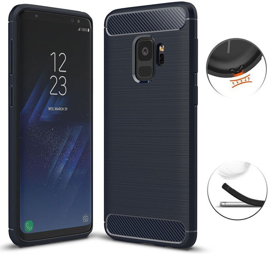 Samsung Galaxy S9 Geborsteld TPU Hoesje Blauw afbeelding 4