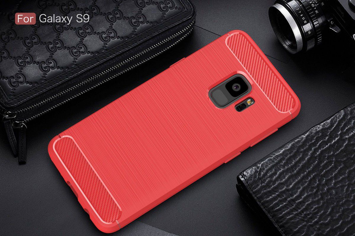 Samsung Galaxy S9 Geborsteld TPU Hoesje Rood afbeelding 2