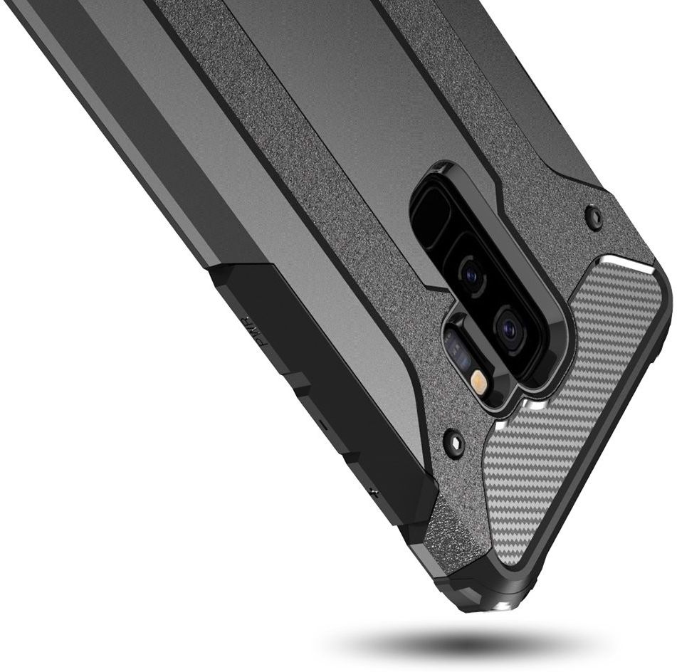 Samsung Galaxy S9 Plus Hoesje Shock Proof Hybride Back Cover Zwart afbeelding 2