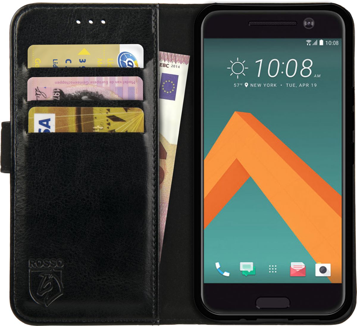 Rosso Element HTC 10 Hoesje Book Cover Zwart afbeelding 1