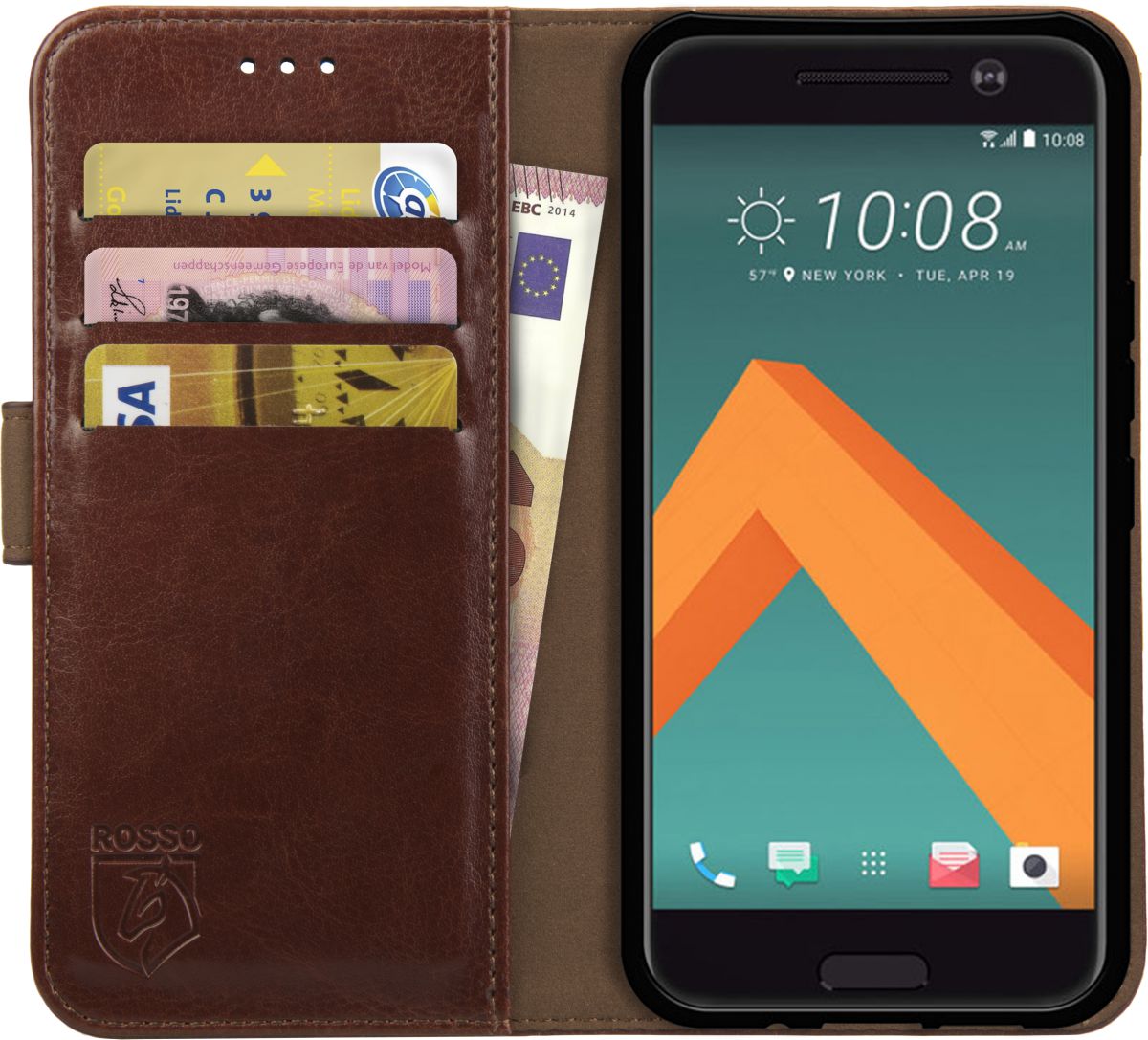 Rosso Element HTC 10 Hoesje Book Cover Bruin afbeelding 1