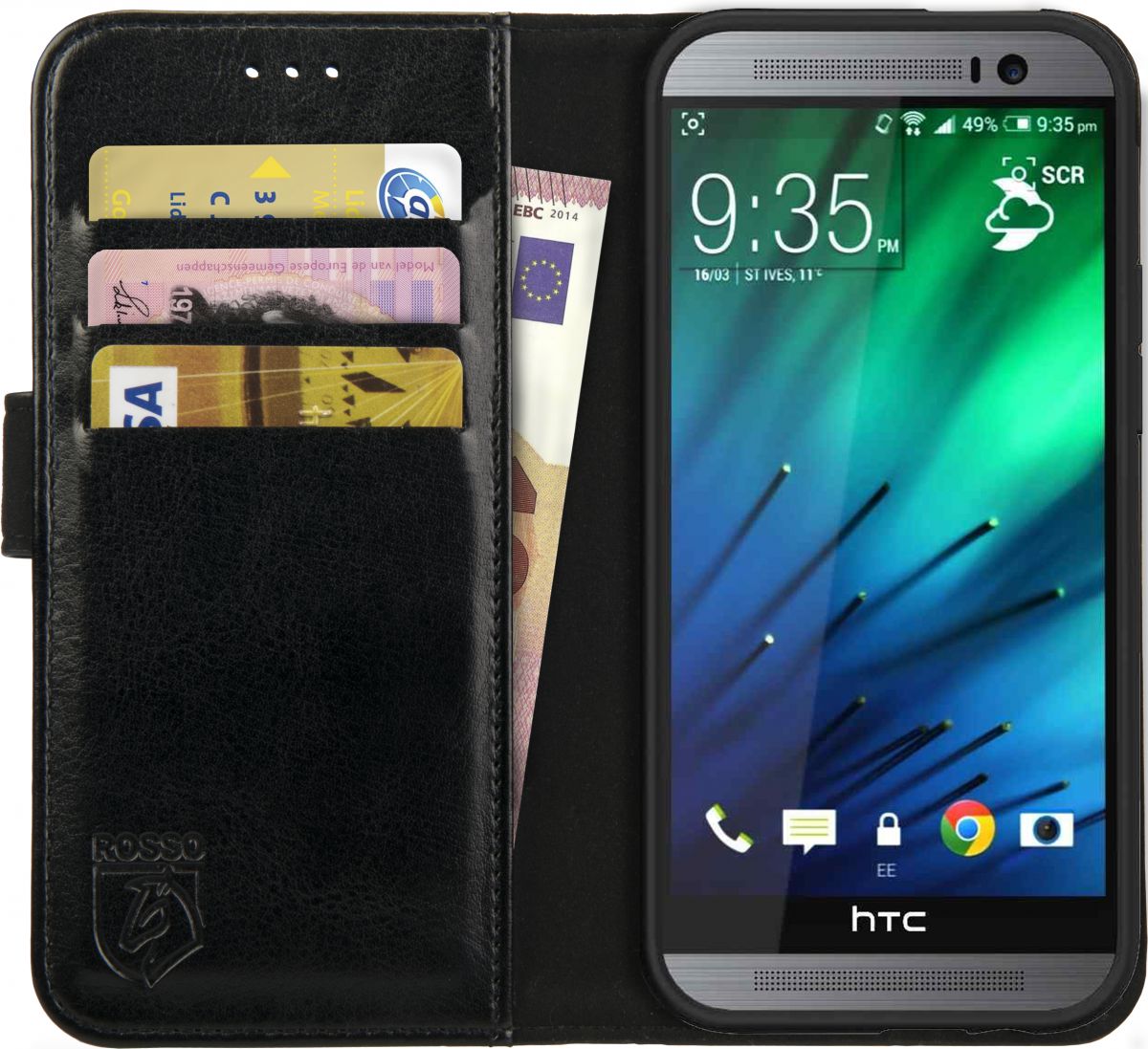 Rosso Element HTC One M8 Hoesje Book Cover Zwart afbeelding 1