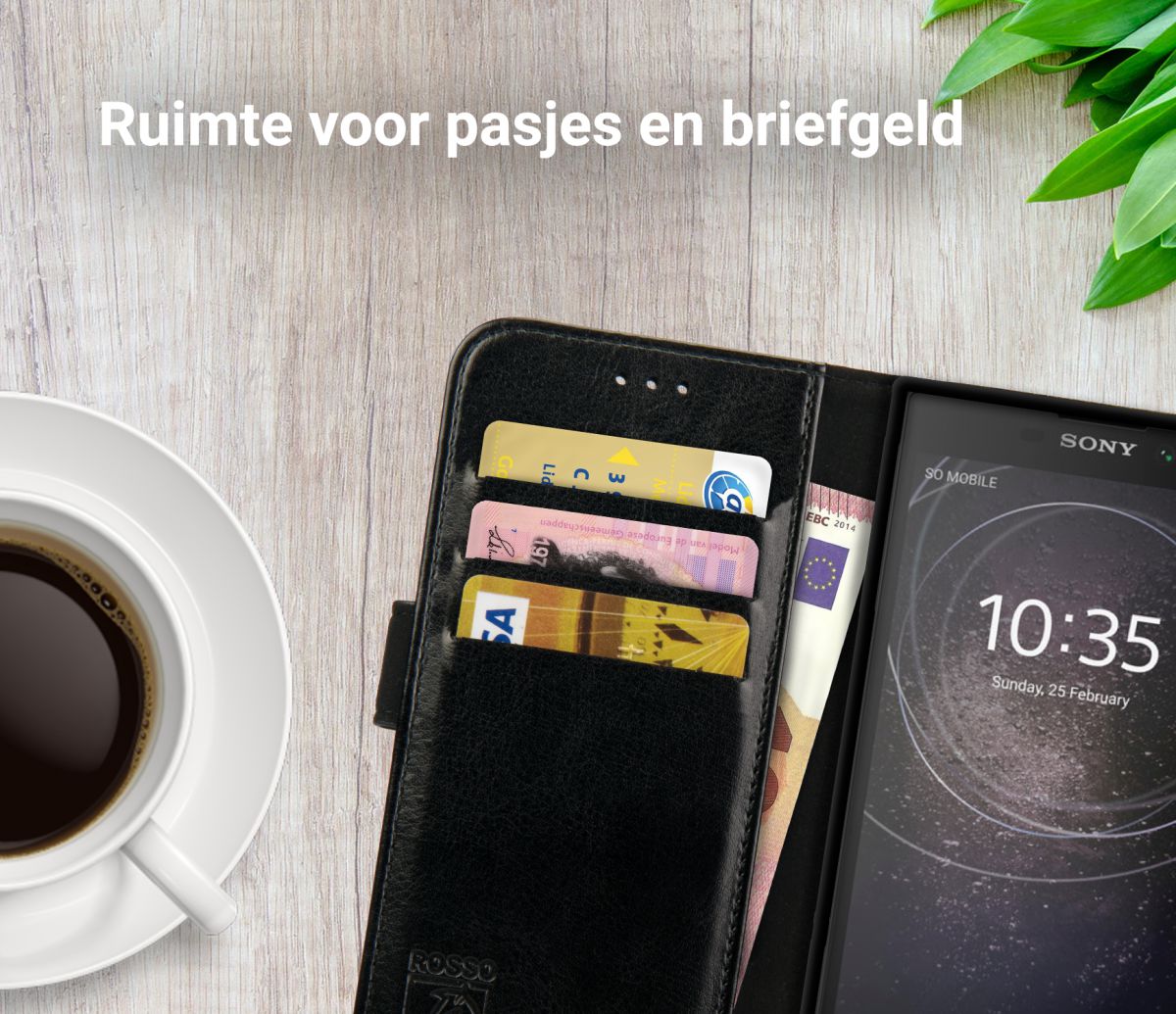 Rosso Element Sony Xperia L2 Hoesje Book Cover Zwart afbeelding 8