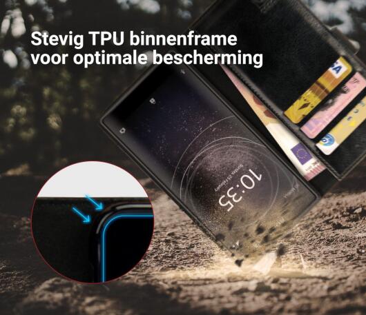 Rosso Element Sony Xperia XA2 Hoesje Book Cover Zwart afbeelding 6