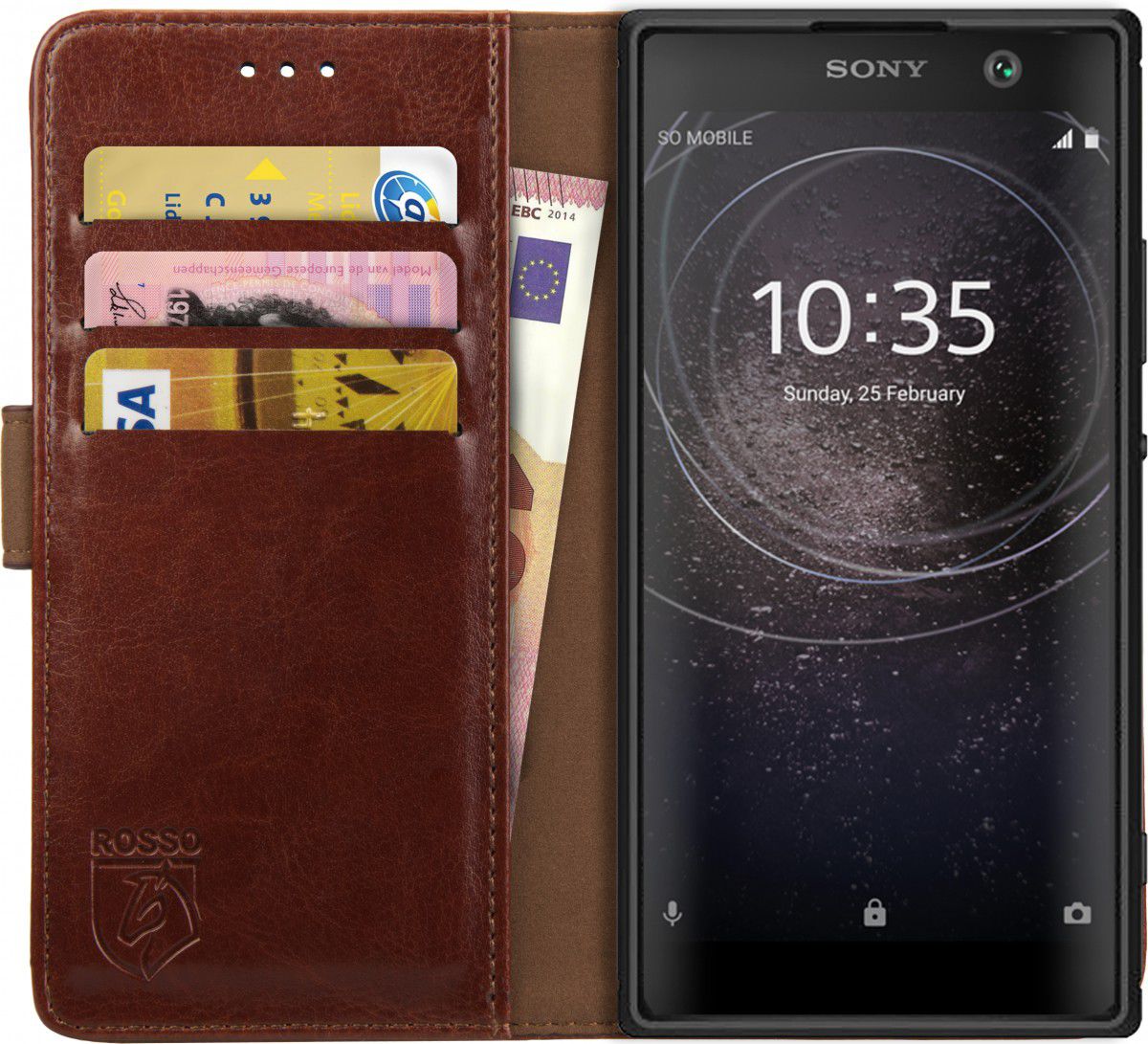 Rosso Element Sony Xperia XA2 Hoesje Book Cover Bruin afbeelding 1