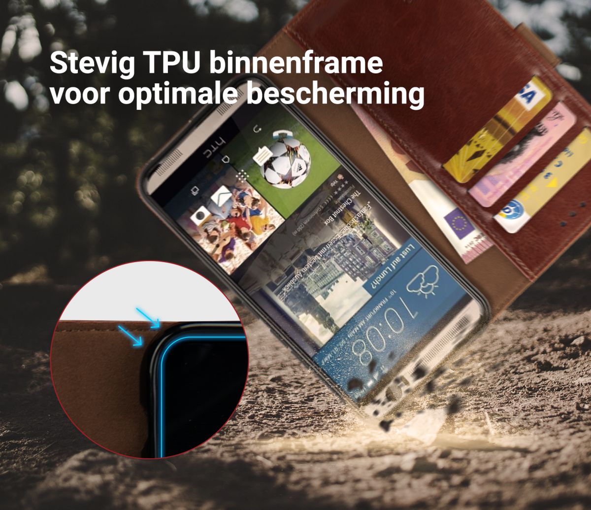 Rosso Element HTC One M9 Hoesje Book Cover Bruin afbeelding 5