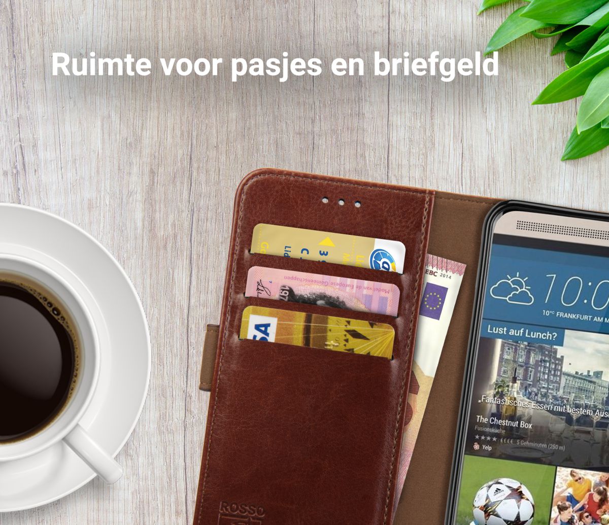 Rosso Element HTC One M9 Hoesje Book Cover Bruin afbeelding 8