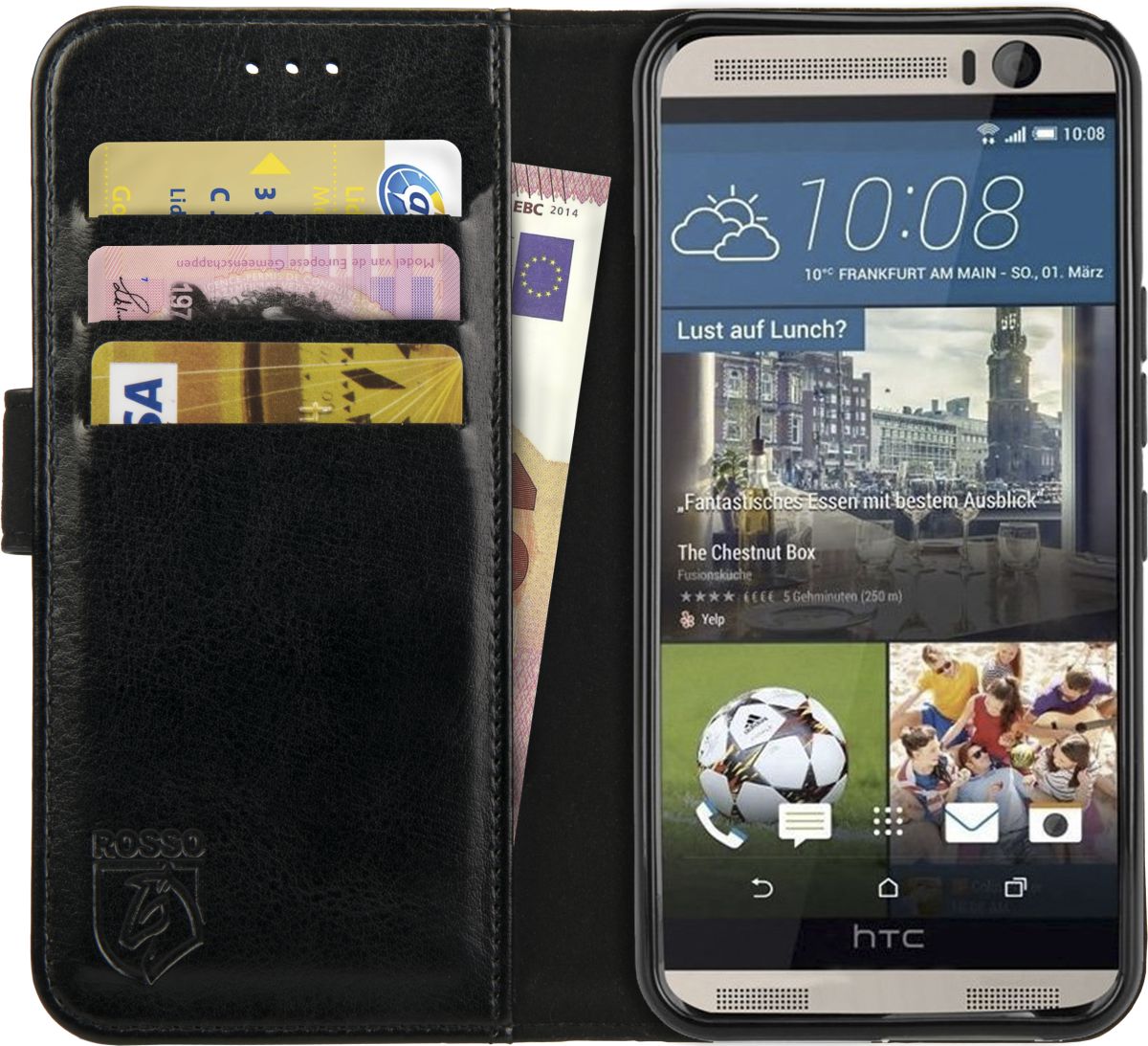 Rosso Element HTC One M9 Hoesje Book Cover Zwart afbeelding 1