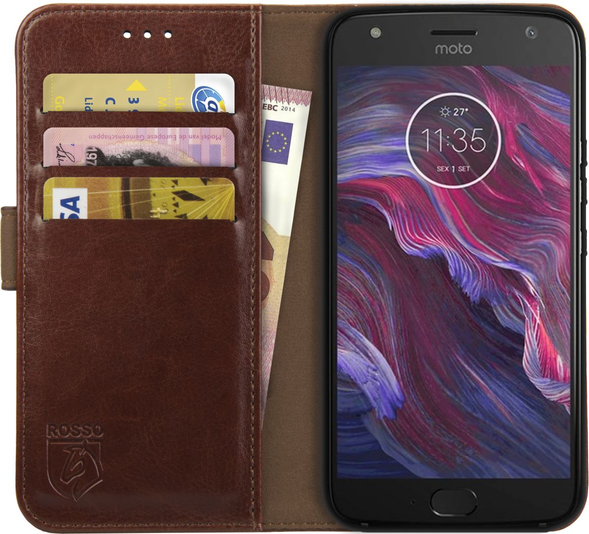 Rosso Element Motorola Moto X4 Hoesje Book Cover Bruin afbeelding 1
