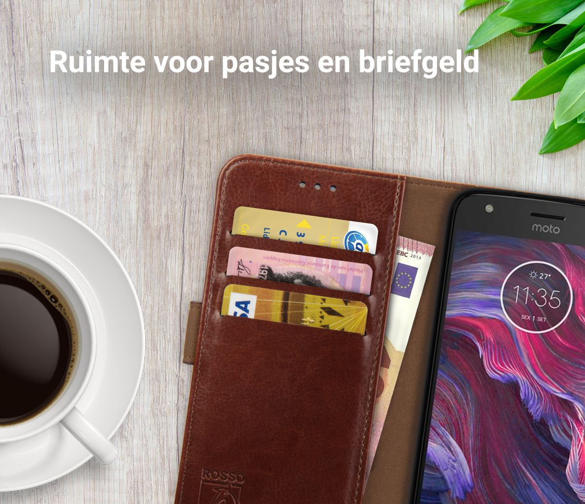 Rosso Element Motorola Moto X4 Hoesje Book Cover Bruin afbeelding 9