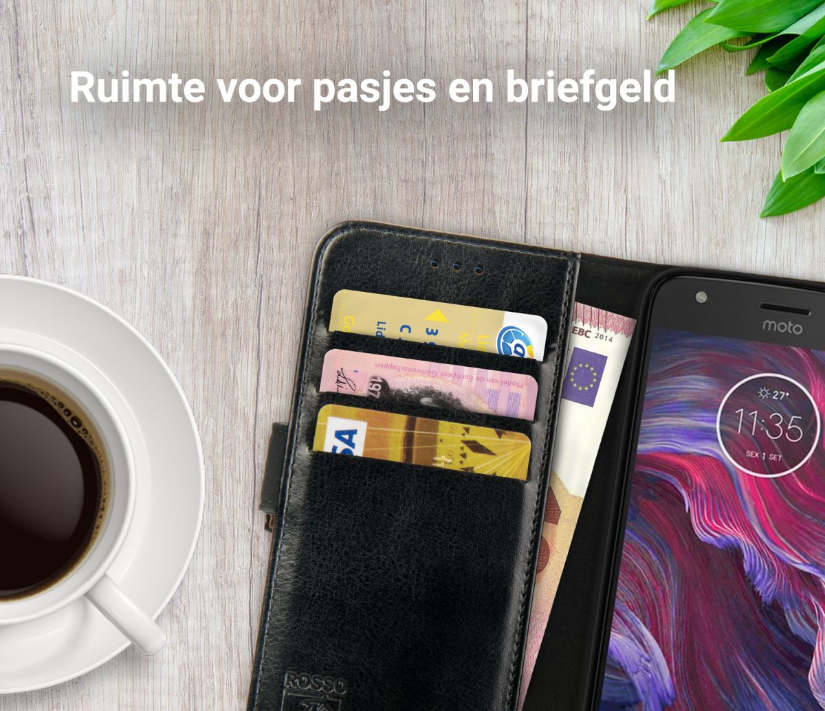 Rosso Element Motorola Moto X4 Hoesje Book Cover Zwart afbeelding 8