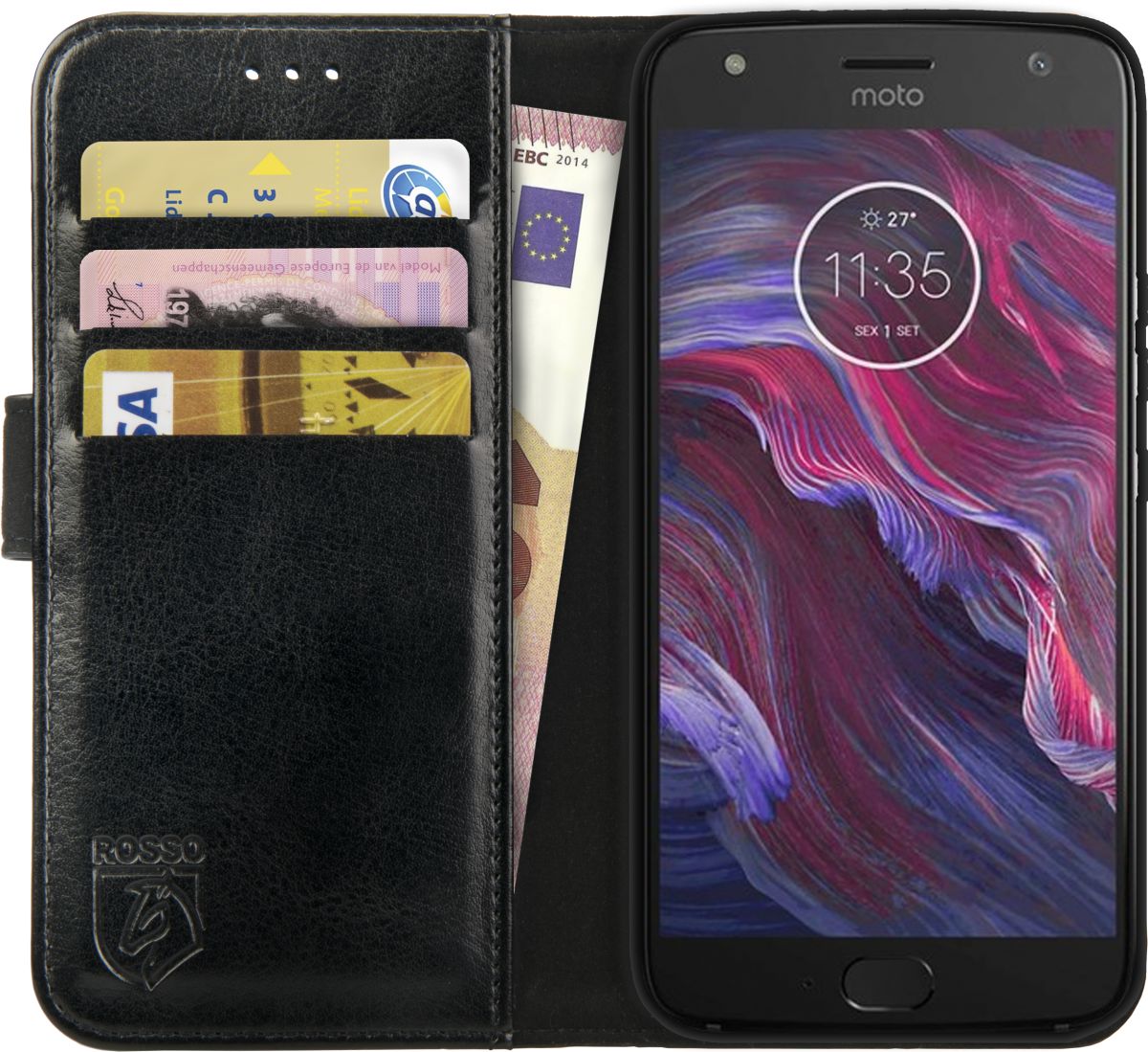 Rosso Element Motorola Moto X4 Hoesje Book Cover Zwart afbeelding 1