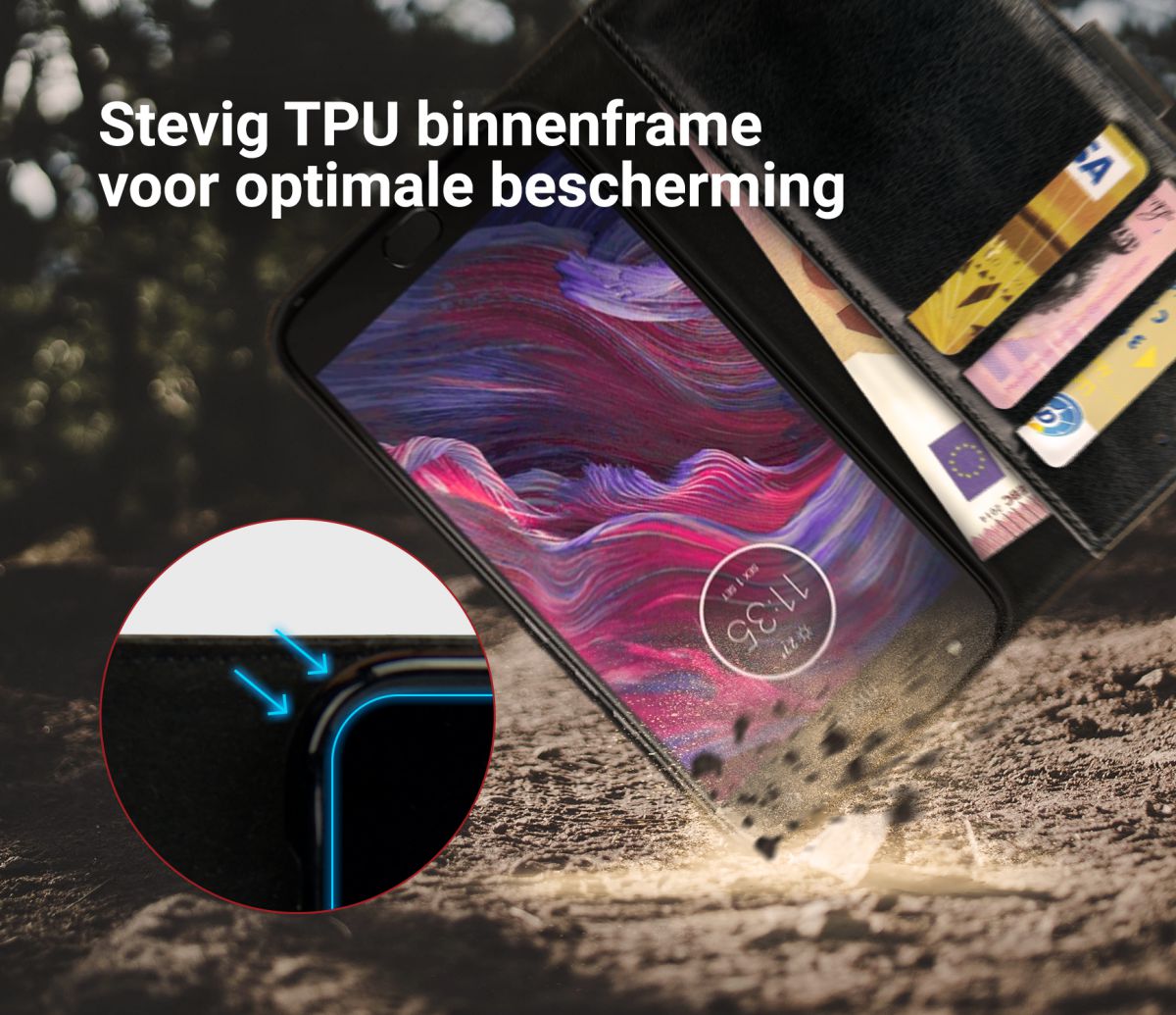 Rosso Element Motorola Moto X4 Hoesje Book Cover Zwart afbeelding 5