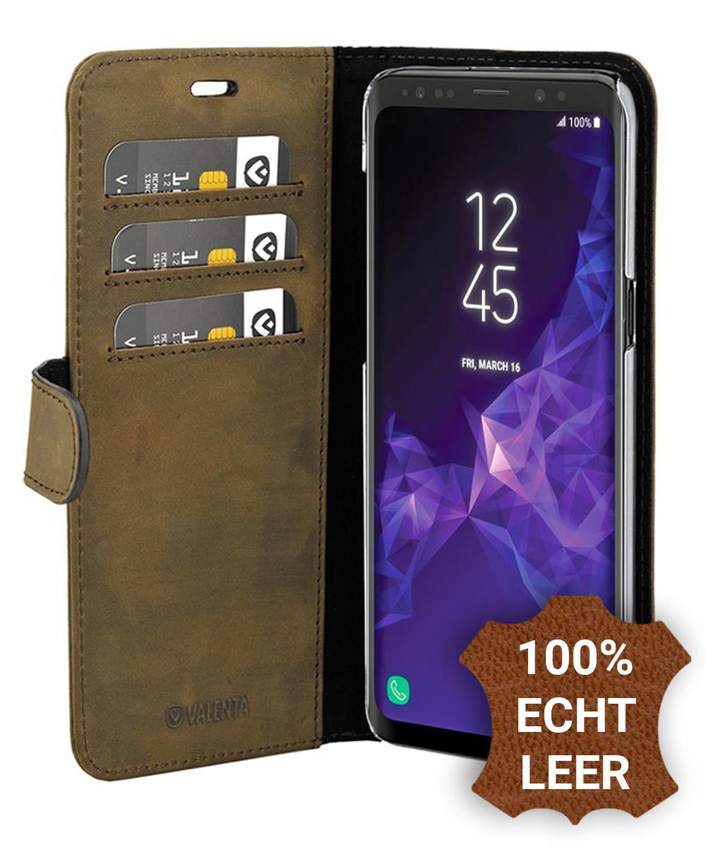 Valenta Galaxy S9 Plus Classic Hoesje Leer Book Case Vintage Bruin afbeelding 1