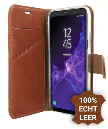 Valenta Galaxy S9 Plus Premium Hoesje Echt Leer Book Case Bruin Hoesjes