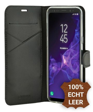 Valenta Galaxy S9 Plus Premium Hoesje Echt Leer Book Case Zwart Hoesjes