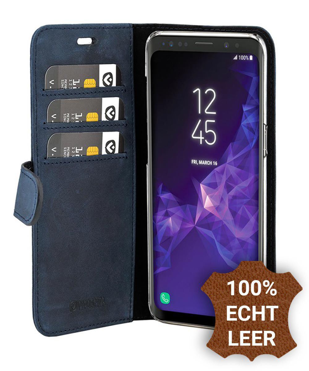 Valenta Galaxy A8 2018 Classic Hoesje Leer Book Case Vintage Blauw afbeelding 1
