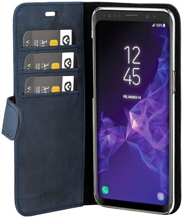 Valenta Galaxy A8 2018 Classic Hoesje Leer Book Case Vintage Blauw afbeelding 5