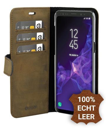 Valenta Galaxy A8 2018 Classic Hoesje Leer Book Case Vintage Bruin afbeelding 1