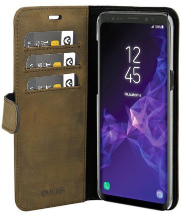 Valenta Galaxy A8 2018 Classic Hoesje Leer Book Case Vintage Bruin afbeelding 5