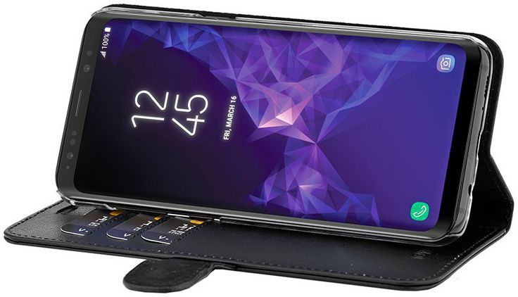 Valenta Galaxy A8 2018 Classic Hoesje Leer Book Case Zwart afbeelding 2
