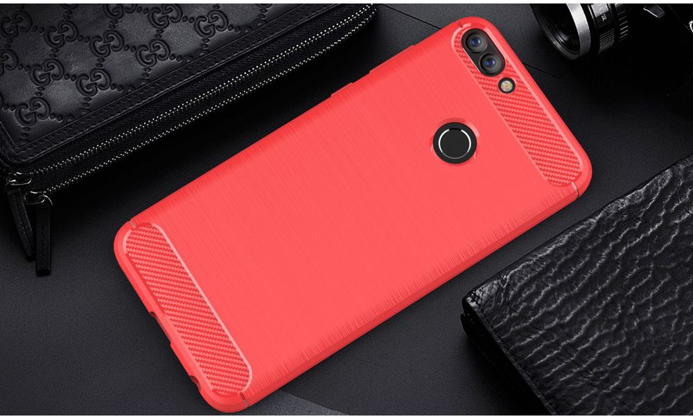 Huawei P Smart Geborsteld TPU Hoesje Rood afbeelding 2