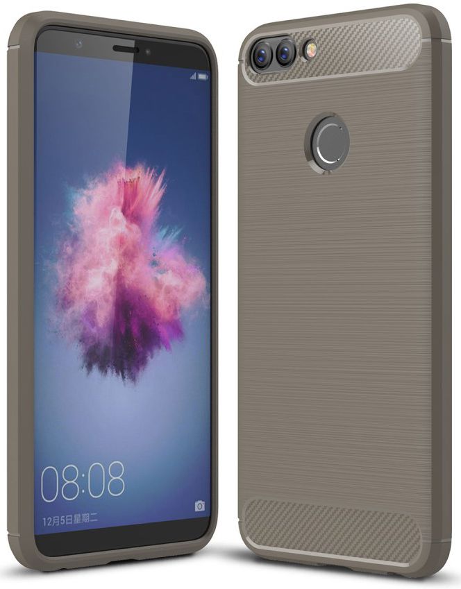 Huawei P Smart Geborsteld TPU Hoesje Grijs afbeelding 1