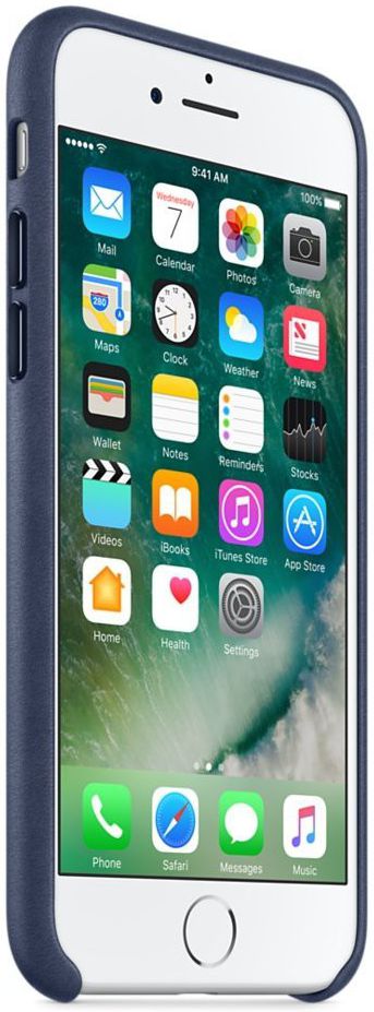 Originele Apple iPhone 8 / 7 Leather Case Midnight Blue afbeelding 2