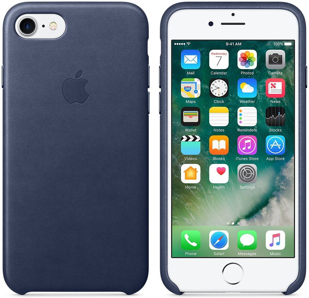 Originele Apple iPhone 8 / 7 Leather Case Midnight Blue afbeelding 3