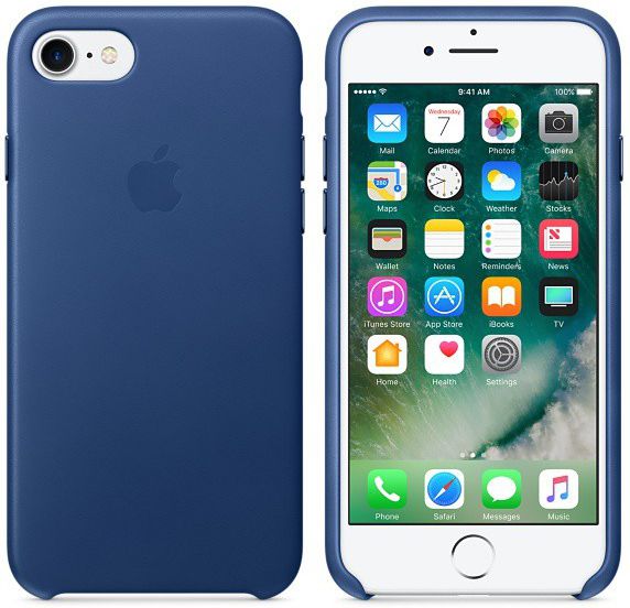 Originele Apple iPhone 8 / 7 Leather Case Sapphire Blue afbeelding 2