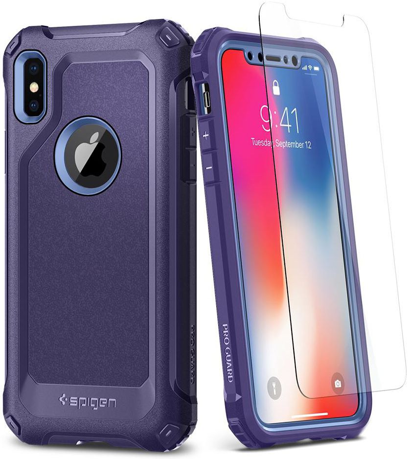 Spigen Pro Guard Hoesje Apple iPhone X Deep Purple afbeelding 1