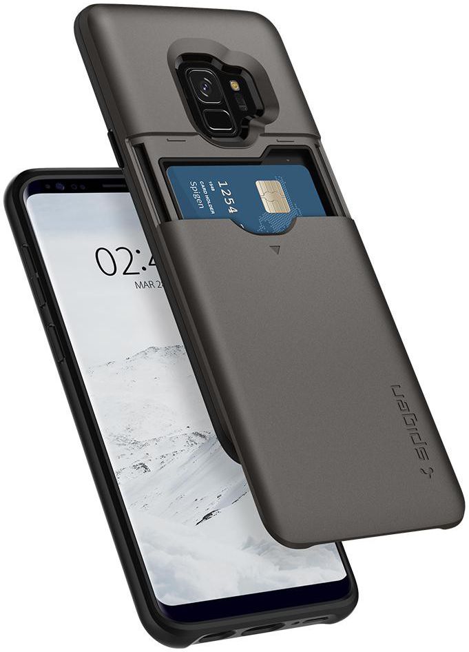 Spigen Slim Armor Hoesje met Kaarthouder Samsung Galaxy S9 Gunmetal afbeelding 1