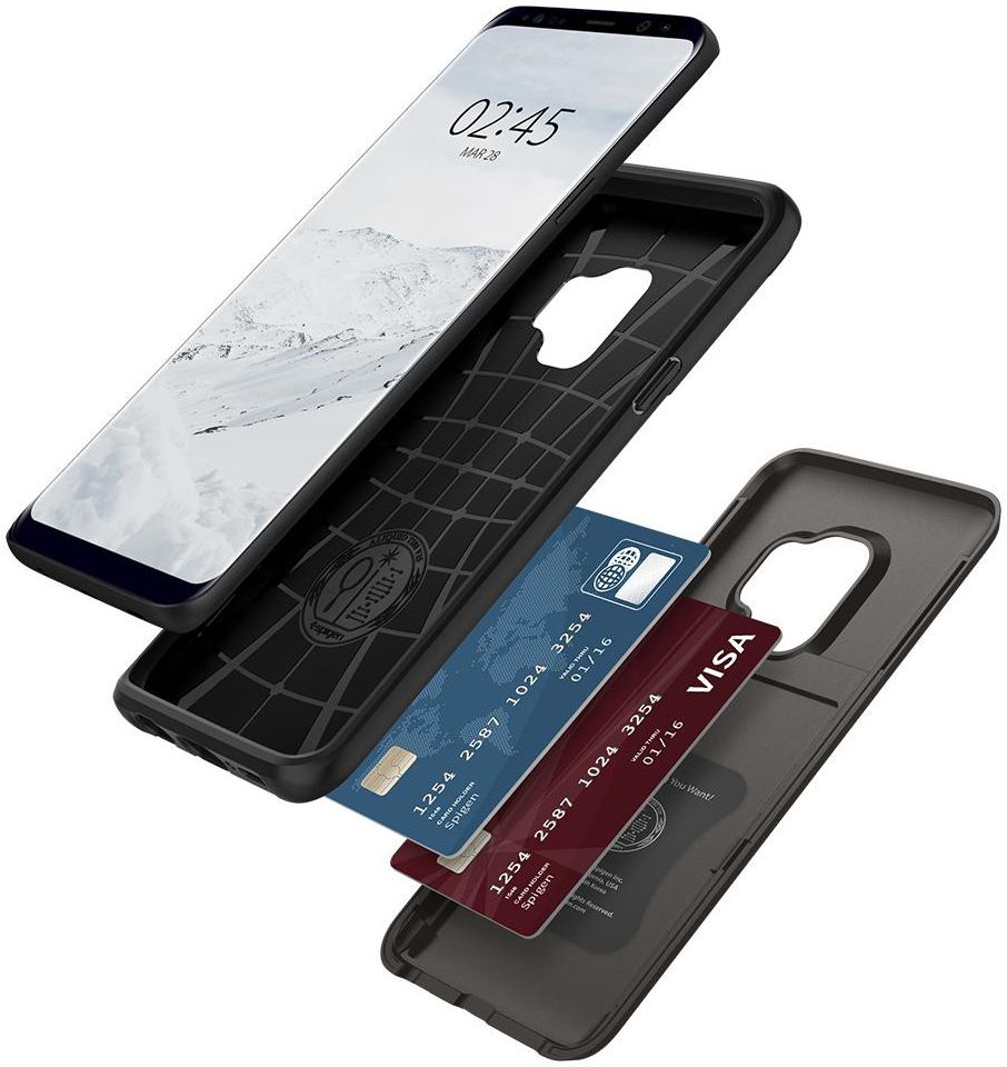 Spigen Slim Armor Hoesje met Kaarthouder Samsung Galaxy S9 Gunmetal afbeelding 3
