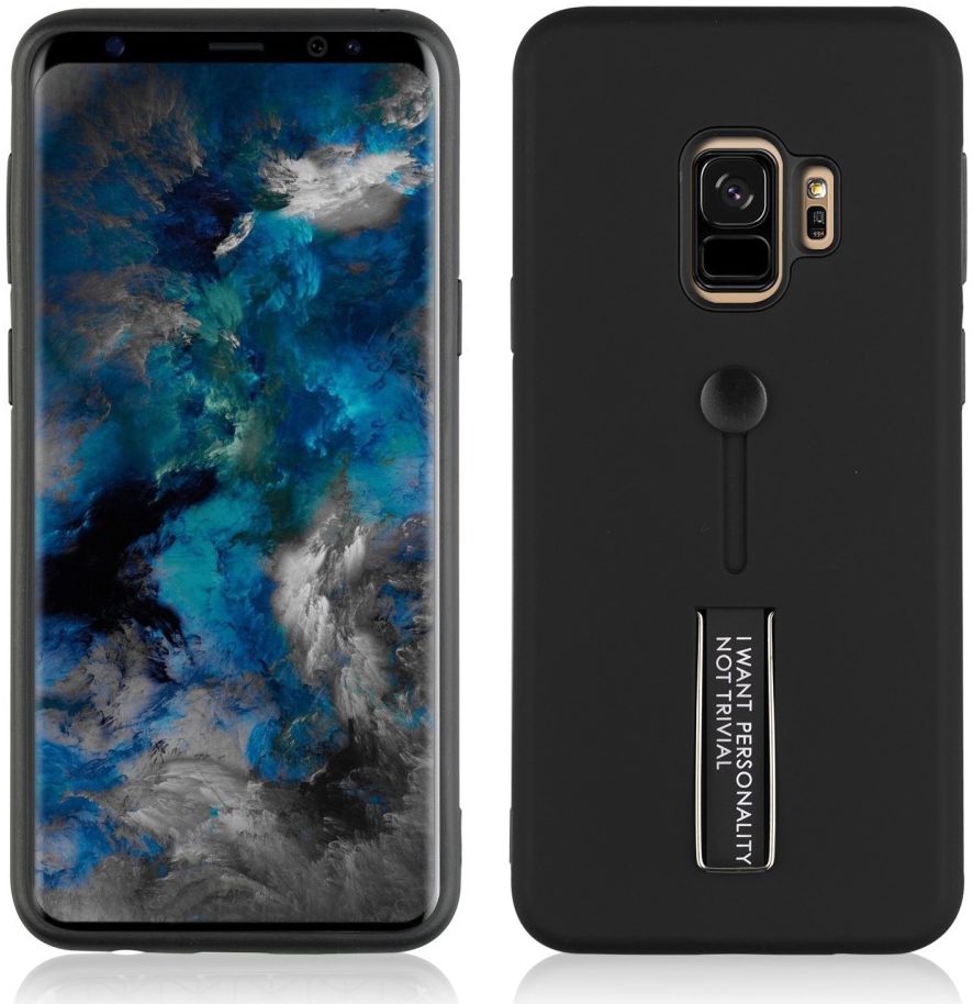 Samsung Galaxy S9 TPU Hoesje met Standaard Zwart afbeelding 1