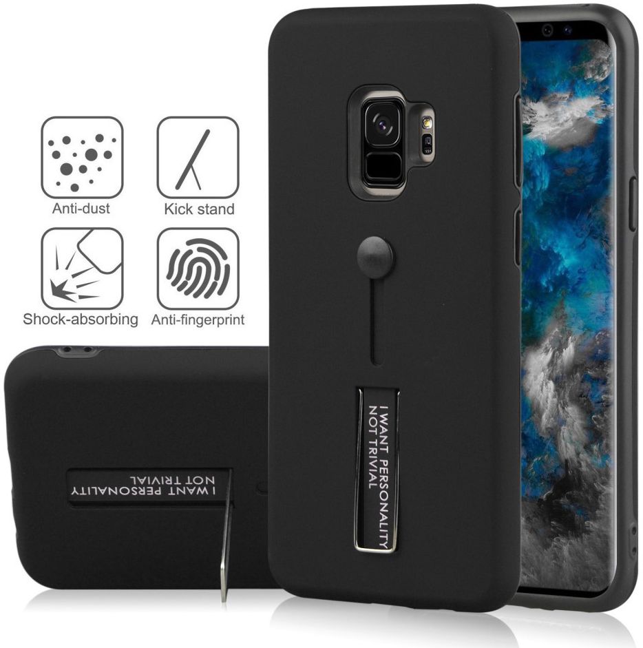 Samsung Galaxy S9 TPU Hoesje met Standaard Zwart afbeelding 6