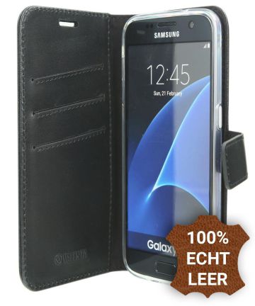 Valenta Booklet GelSkin Samsung Galaxy S7 Echt Leren Hoesje Zwart Hoesjes