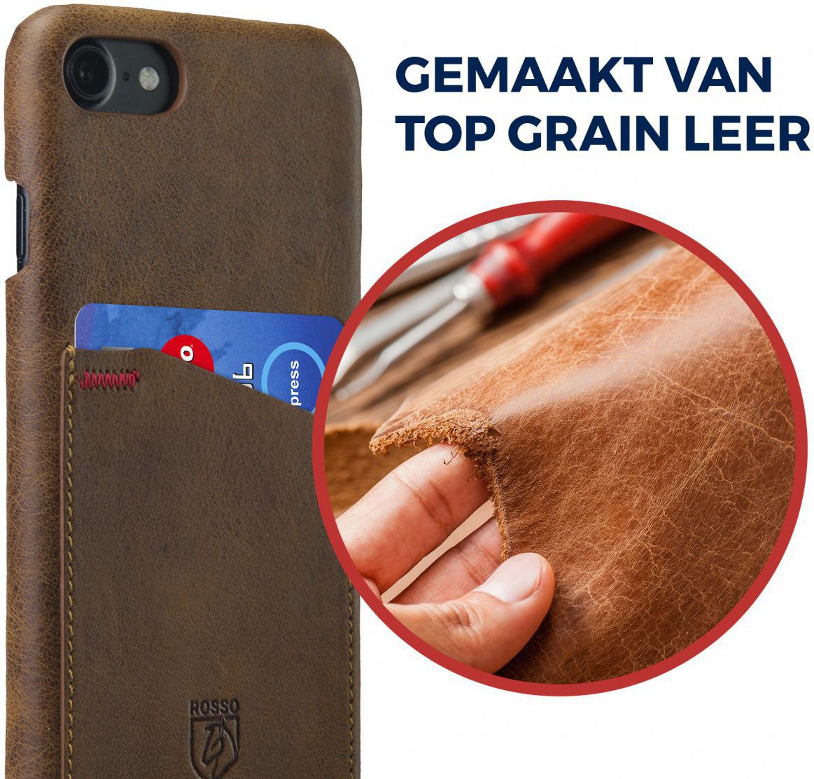 Rosso Select OnePlus 5T Hoesje Echt Leer Back Cover Bruin afbeelding 5