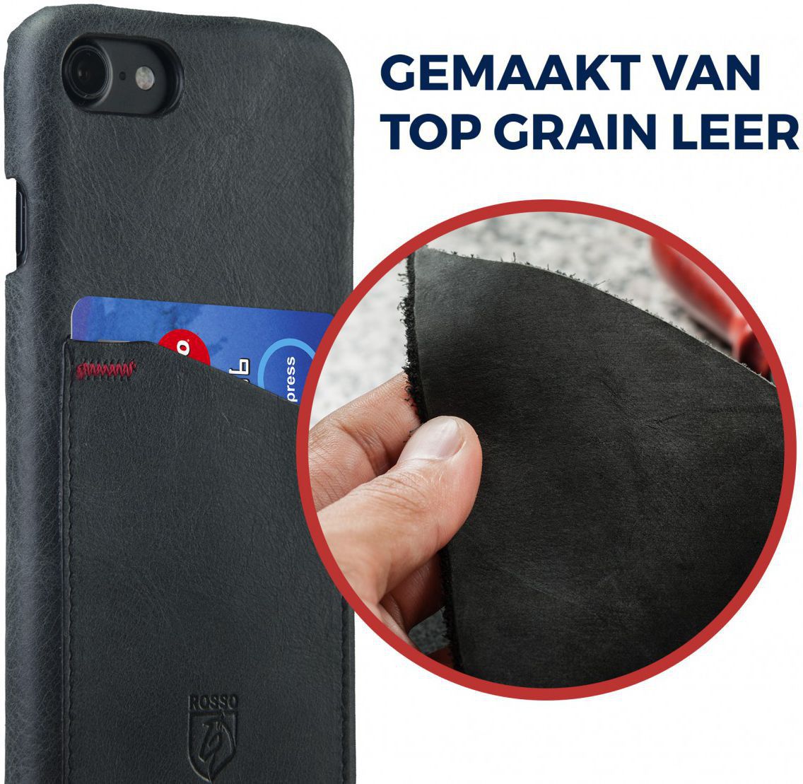 Rosso Select OnePlus 5T Hoesje Echt Leer Back Cover Zwart afbeelding 4