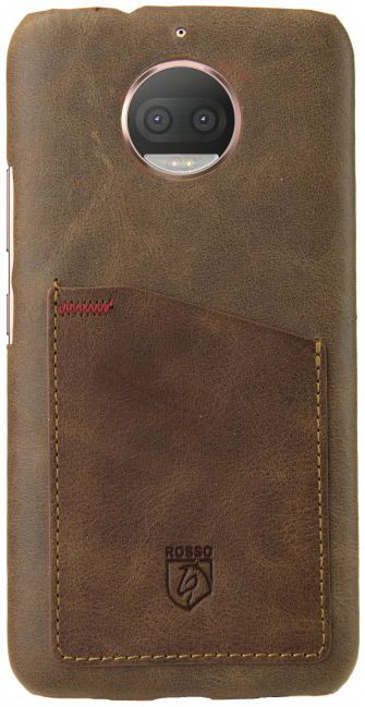Rosso Select Motorola Moto G5S Hoesje Echt Leer Back Cover Bruin afbeelding 1