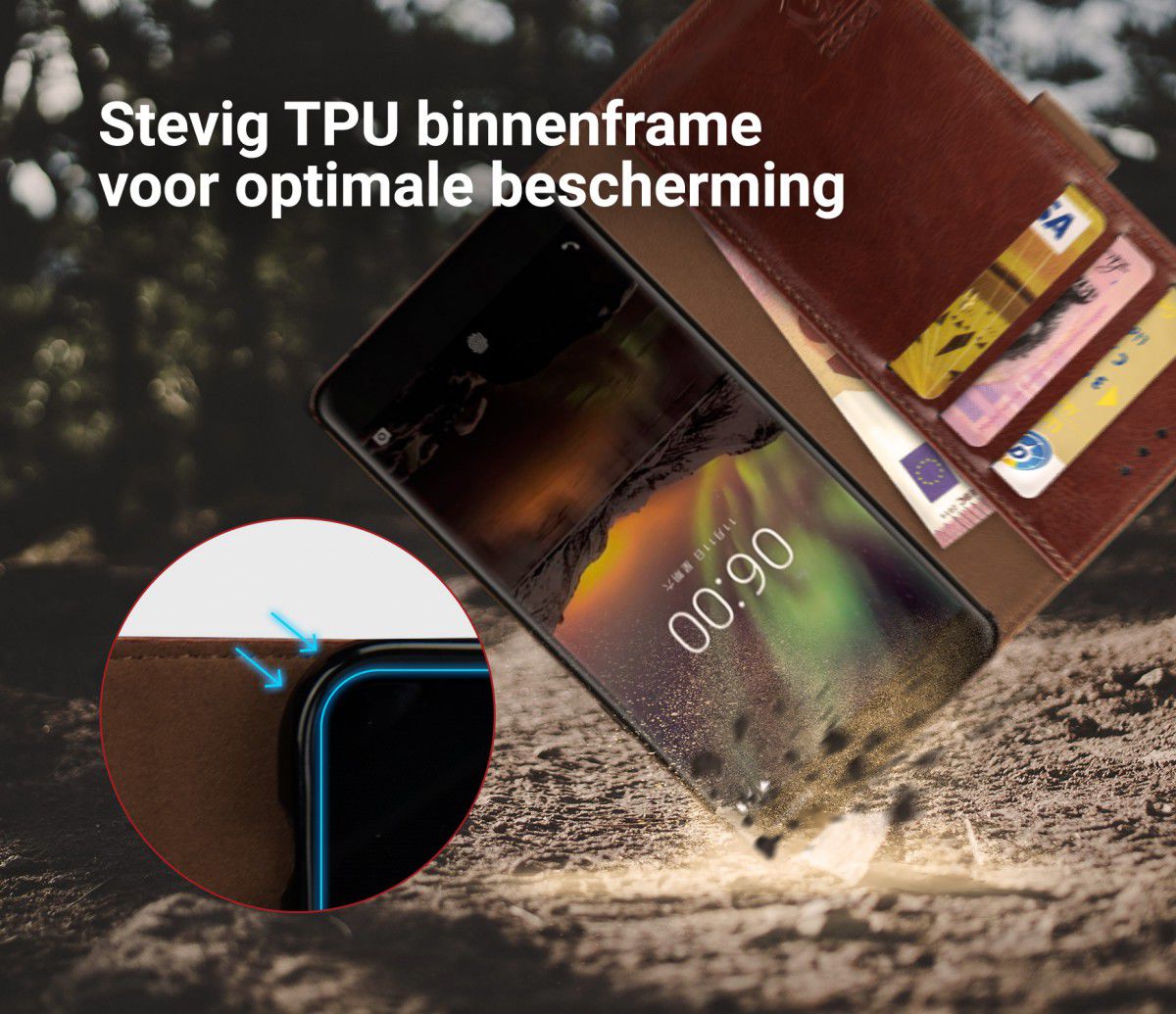Rosso Element Nokia 6 (2018)  Hoesje Book Cover Bruin afbeelding 5